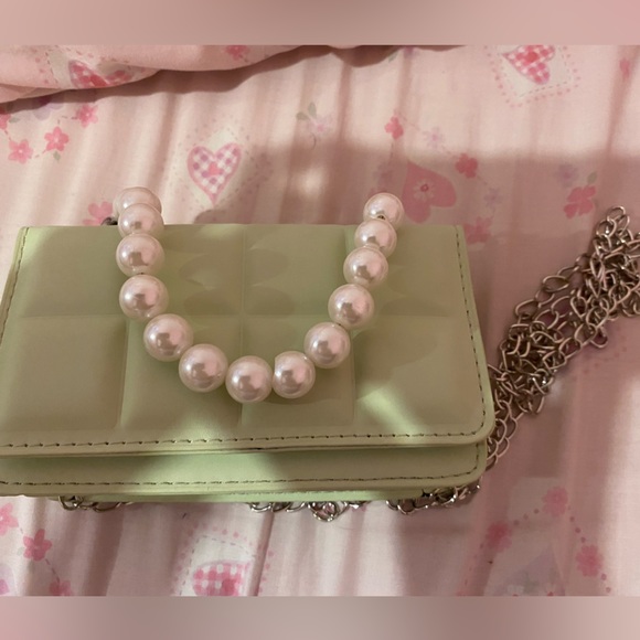 - Shein/ Mini faux pearl beaded flap chain square bag - Picture 7 of 10